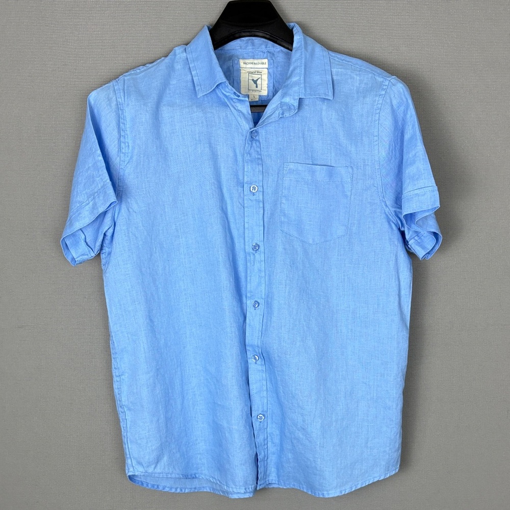 Blue Short Sleeve Button-Down Shirt